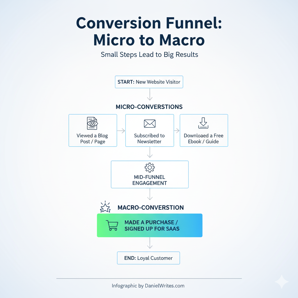 flow chart showing progression from small micro conversions to larger macro conversions