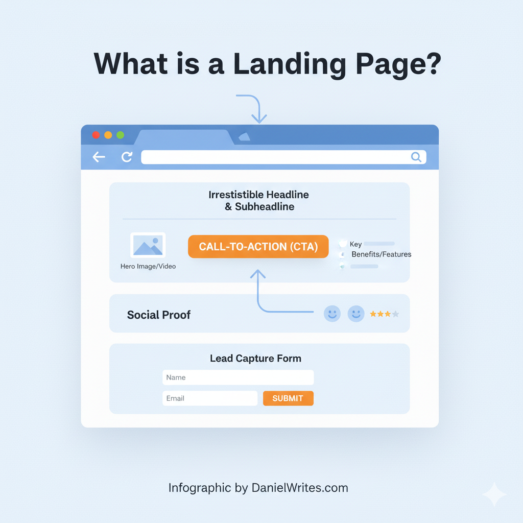 what is a landing page danielwrites.com
